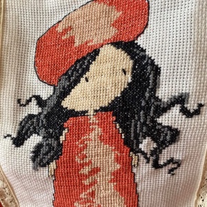 Táska, keresztszemes míntával hímzett - táska & tok - bevásárlás & shopper táska - shopper, textiltáska, szatyor - Meska.hu