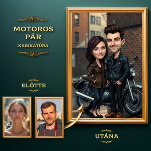 Motoros Pár Karikatúra a Fotódból (no.1), Művészet, Grafika & Illusztráció, Digitális, , MESKA