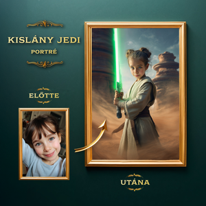 Egyedi Jedi kislány portré, Star Wars Ajándék lány gyereknek (no.1), Művészet, Grafika & Illusztráció, Digitális, Fotó, grafika, rajz, illusztráció, MESKA
