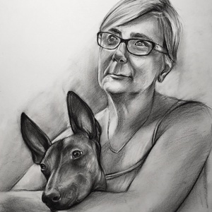  kutya portré rajzolás / szénceruza - 1 személyes / Ajándékozz szénceruza portrét - művészet - portré & karikatúra - portré - Meska.hu