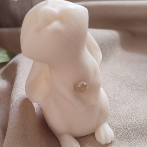 Aranyszívű fehér húsvéti nyuszi - otthon & életmód - gyertya, illat, aroma - gyertya - Meska.hu