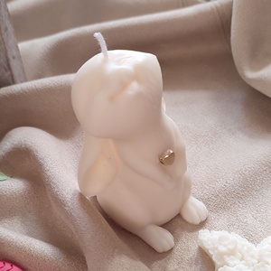 Aranyszívű fehér húsvéti nyuszi - otthon & életmód - gyertya, illat, aroma - gyertya - Meska.hu