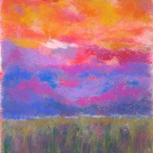 Színtanulmány - felhők és mező, Művészet, Festmény, Pasztell, Festészet, Fotó, grafika, rajz, illusztráció, MESKA