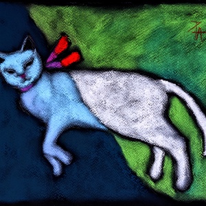 Cica félárnyékban.., Művészet, Festmény, Pasztell, Festészet, Fotó, grafika, rajz, illusztráció, MESKA