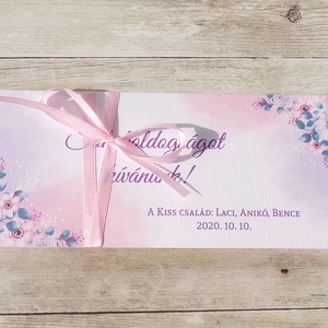 Esküvői pénzátadó boríték, esküvői gratuláció, nászajándék lila rózsaszín virágos akvarell mintával - esküvő - emlék & ajándék - nászajándék - Meska.hu