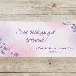 Esküvői pénzátadó boríték, esküvői gratuláció, nászajándék lila rózsaszín virágos akvarell mintával - esküvő - emlék & ajándék - nászajándék - Meska.hu