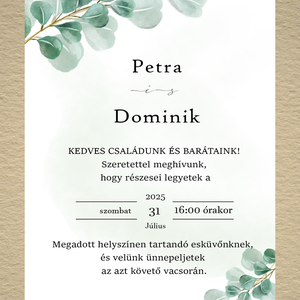 Eucalyptus Festivus elegáns esküvői meghívó / digitális meghívó - esküvő - meghívó & kártya - meghívó - Meska.hu