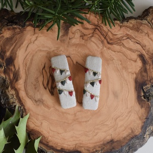 Kézzel hímzett lenvászon hajcsat szett  2 db ünnepi kollekció - Meska.hu