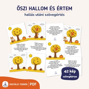 Őszi hallom és értem - Nyomtatható hallás utáni szövegértést fejlesztő csomag, Játék & Sport, Készségfejlesztő és Logikai játék, Oktató játékok, Fotó, grafika, rajz, illusztráció, MESKA