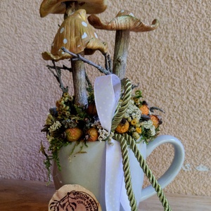 Gombás bögre , Kellékek & szerszámok, Dekorációs kellékek, Őszi dekor, Őszi dekortök, Gyurma, Festett tárgyak, MESKA
