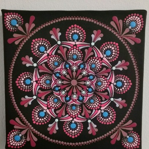 Mandala vászonkép - Bordó-rózsaszín-türkiz - otthon & életmód - dekoráció - kép & falikép - vászonkép - Meska.hu