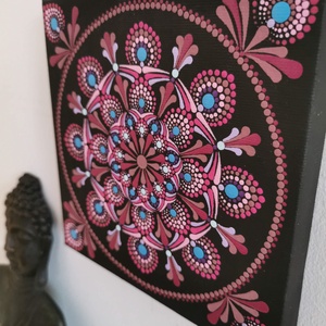 Mandala vászonkép - Bordó-rózsaszín-türkiz - otthon & életmód - dekoráció - kép & falikép - vászonkép - Meska.hu