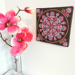 Mandala vászonkép - Bordó-rózsaszín-türkiz - otthon & életmód - dekoráció - kép & falikép - vászonkép - Meska.hu