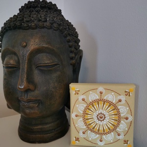 Mandala vászonkép - Vajszínű-barna-fehér - otthon & életmód - dekoráció - kép & falikép - vászonkép - Meska.hu