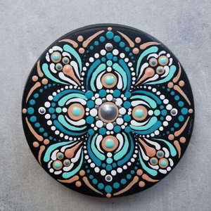 Gipszre festett mandala kő/hűtőmágnes - Többszínű/2., Otthon & Életmód, Dekoráció, Spiritualitás, Mandala, Festett tárgyak, MESKA