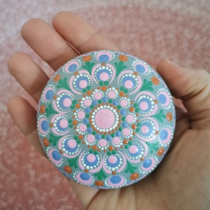 Gipszre festett nagy mandala kő - tavasz - otthon & életmód - dekoráció - spiritualitás - mandala - Meska.hu