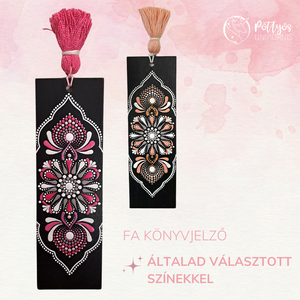 Fa alapra festett mandala könyvjelző - Barack/Rózsaszín - könyv & zene - könyvjelző - Meska.hu