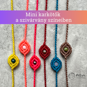 Mikromakramé karkötő - Mini, Ékszer, Karkötő, Fonott karkötő, Ékszerkészítés, Csomózás, MESKA