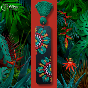 Fa alapra festett mandala könyvjelző - 12x3 cm - Jungle, Könyv & Zene, Könyvjelző, Festett tárgyak, MESKA