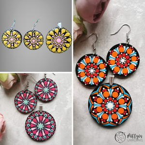 Többféle fa medál + fülbevaló szett - Narancssárga/ Arany/ Rózsaszín választható variációkban, Ékszer, Ékszerszett, Festett tárgyak, Ékszerkészítés, MESKA