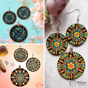 Többféle fa medál + fülbevaló szett - Menta/Narancssárga/Citromsárga választható variációkban, Ékszer, Ékszerszett, Festett tárgyak, Ékszerkészítés, MESKA