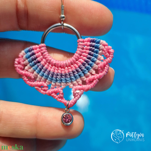 Többféle mikromakramé fülbevaló - választható színvariációkban - ékszer - fülbevaló - lógó fülbevaló - Meska.hu