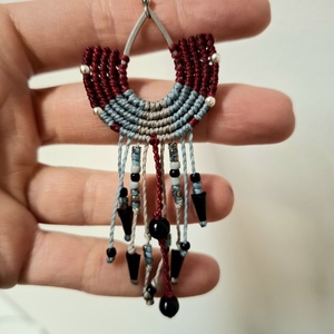 Egyedi rendelés - Mikromakramé fülbevaló ónix ásvánnyal - Meska.hu