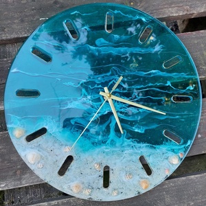 Tengeres epoxy falióra - otthon & életmód - dekoráció - fali és függő dekoráció - falióra & óra - Meska.hu