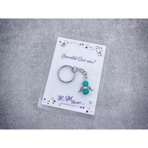 Szeretlek Óvó néni pávakék angyal medálos kulcstartó - táska & tok - kulcstartó & táskadísz - kulcstartó - Meska.hu