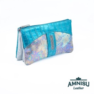 Türkizkék lakk krokkómintás - hologramos egyenes swarovski köves női bőr pénztárca G6020-3009, Táska & Tok, Pénztárca & Más tok, Pénztárca, Női pénztárca, , MESKA