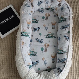  Kétoldalas Babafészek � Prémium pamutvászon és pihe-puha minky bézs - baba - mama - baba ágynemű - babafészek - Meska.hu