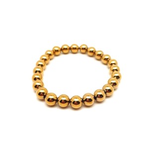 Achát electroplated arany golyó karkötő 8mm, Ékszer, Karkötő, Ásványkarkötő, , MESKA