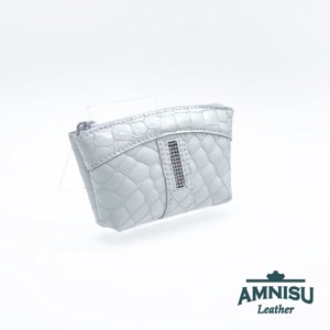 Fehér lakk krokkómintás egy cipzáras egyenes swarovski köves kulcstartó E3013, , , MESKA