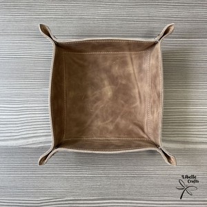 Színes bőr tálca - világosbarna (koptatott), , , MESKA