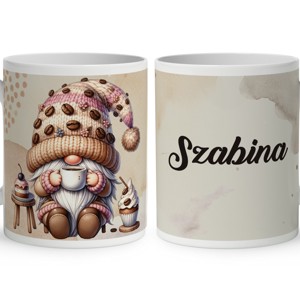 Névvel kérhető - Kávés manó sütikével mintás bögre, Otthon & Életmód, Konyhafelszerelés, tálalás, Tálalás, Bögre & Csésze, , MESKA