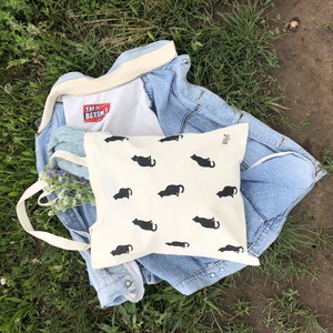 Cica nyomdás vászontáska, Táska & Tok, Bevásárlás & Shopper táska, Shopper, textiltáska, szatyor, Festett tárgyak, MESKA