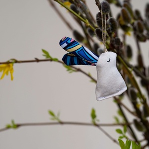 kék mintás fülű nyuszi, Otthon & Életmód, Dekoráció, Fali és függő dekoráció, Függődísz, Varrás, MESKA