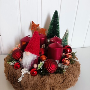 Szőrmés manós adventi koszorú - karácsony - adventi díszek - adventi koszorú - Meska.hu