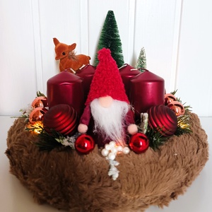 Szőrmés manós adventi koszorú - Meska.hu