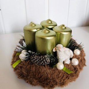 báránykás adventi koszorú - karácsony - adventi díszek - adventi koszorú - Meska.hu