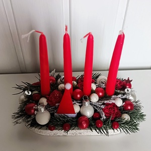 Kicsi adventi tál piros - karácsony - adventi díszek - adventi koszorú - Meska.hu