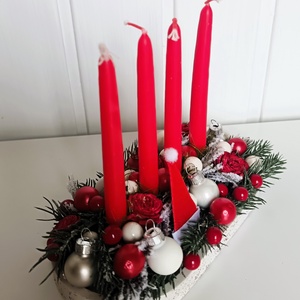 Kicsi adventi tál piros - karácsony - adventi díszek - adventi koszorú - Meska.hu