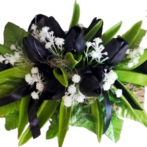 Fekete tulipános sírdísz, Otthon & Életmód, Dekoráció, Dísztárgy, Virágkötés, MESKA