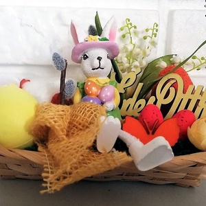 Vesszőkosaras nyuszis díszek, Otthon & Életmód, Dekoráció, Asztal és polc dekoráció, Asztaldísz, Virágkötés, MESKA