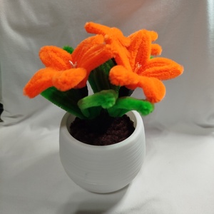Mini liliomok kaspóban narancssárga, Otthon & Életmód, Dekoráció, Virágdísz és tartó, Csokor & Virágdísz, Mindenmás, Virágkötés, MESKA