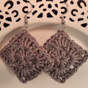 Nagy négyszög fülbevaló, Ékszer, Fülbevaló, Lógó fülbevaló, Horgolás, MESKA