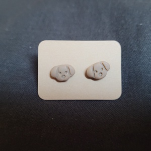 Kutyafej fülbevaló, Ékszer, Fülbevaló, Pötty fülbevaló, Gyurma, MESKA