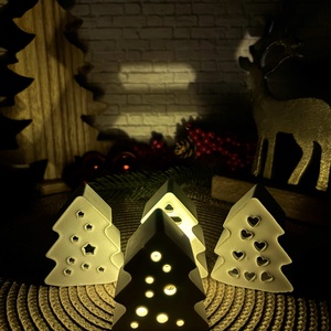 Gipsz - Cement Karácsonyfák 4 db/szett - karácsony - karácsonyi lakásdekoráció - karácsonyi falu, házikó - Meska.hu