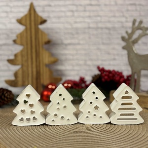 Gipsz - Cement Karácsonyfák 4 db/szett, Karácsony, Karácsonyi lakásdekoráció, Karácsonyi falu, házikó, Gipszöntés, MESKA