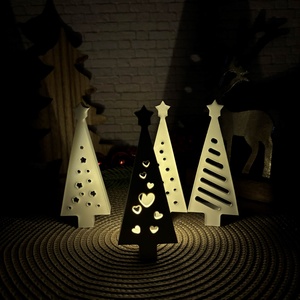 Gipsz - Cement Karácsonyfák díszes 4 db/szett - karácsony - karácsonyi lakásdekoráció - karácsonyi falu, házikó - Meska.hu